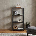 Black Metal and Wood Four Tier Etagere Bookcase - 44-inch