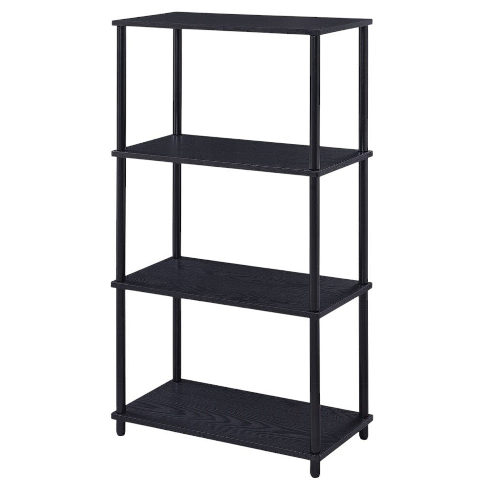 Black Metal and Wood Four Tier Etagere Bookcase - 44-inch