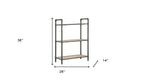 Antique Oak and Sandy Gray Metal Three Tier Standard Bookcase - 36-inch