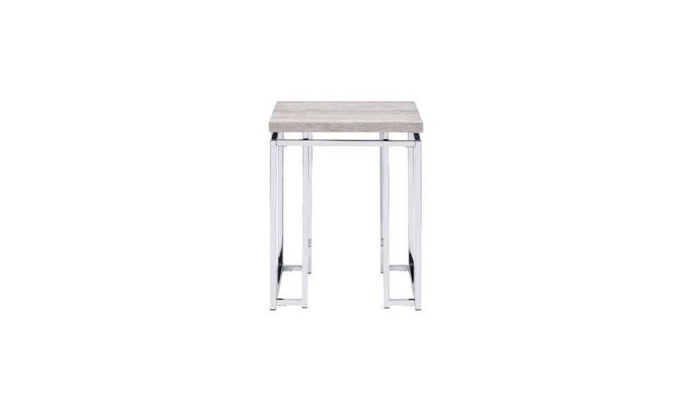 Chrome and Natural Oak Manufactured Wood and Metal Square End Table - 24-inch