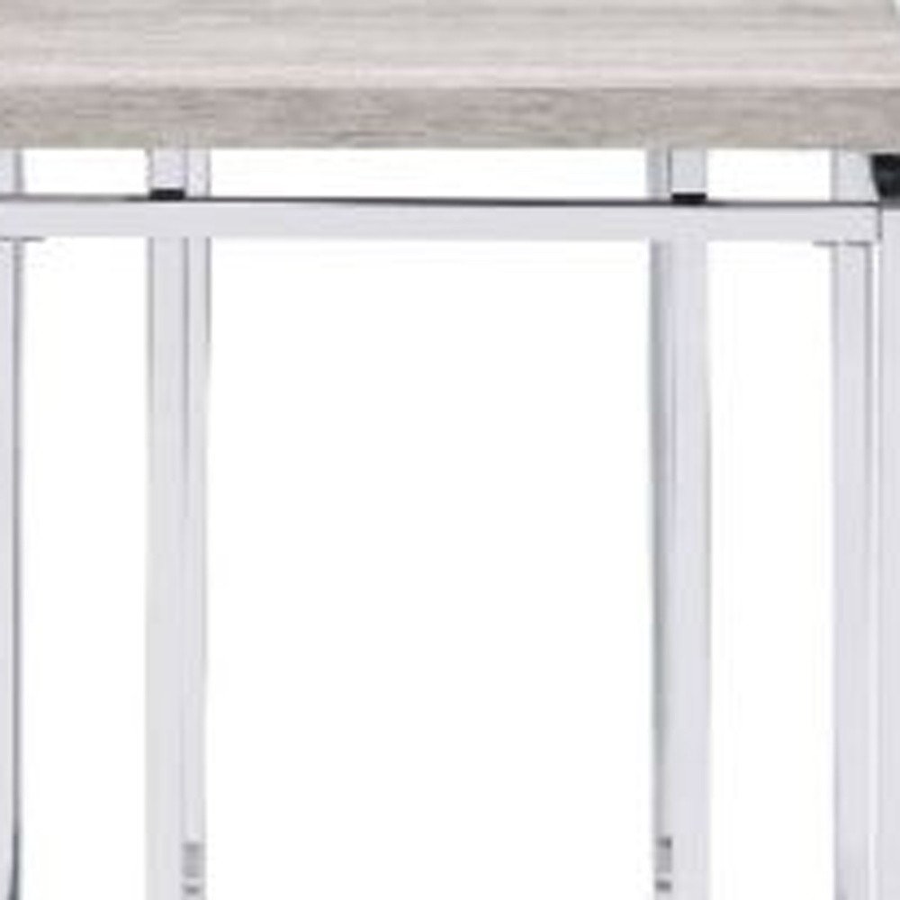 Chrome and Natural Oak Manufactured Wood and Metal Square End Table - 24-inch