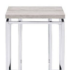 Chrome and Natural Oak Manufactured Wood and Metal Square End Table - 24-inch