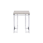Chrome and Natural Oak Manufactured Wood and Metal Square End Table - 24-inch