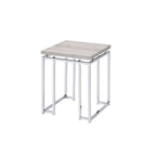 Chrome and Natural Oak Manufactured Wood and Metal Square End Table - 24-inch