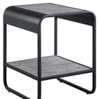 Black and Concrete Gray Manufactured Wood and Metal Rectangular End Table with Shelf
