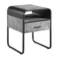 Black and Gray Wood and Metal Square End Table with Drawer and Shelf - 22-inch