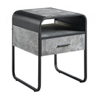 Black and Gray Wood and Metal Square End Table with Drawer and Shelf - 22-inch