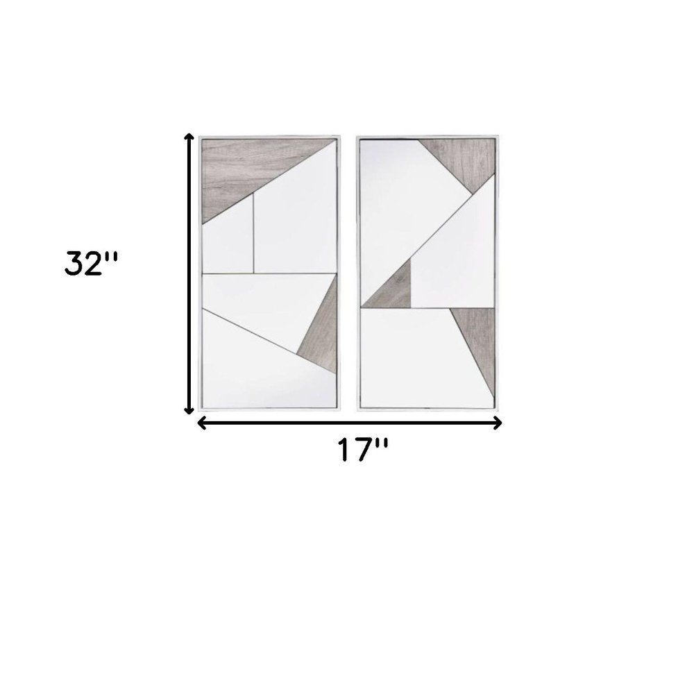 Set of Two Natural Metal Framed Accent Mirror