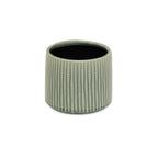 Green Striped Ceramic Indoor Outdoor Round Pot Planter - 6-inch