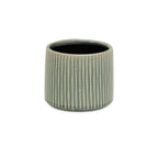 Green Striped Ceramic Indoor Outdoor Round Pot Planter - 6-inch