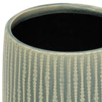 Green Striped Ceramic Indoor Outdoor Round Pot Planter - 6-inch