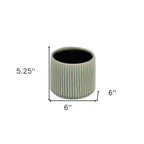 Green Striped Ceramic Indoor Outdoor Round Pot Planter - 6-inch