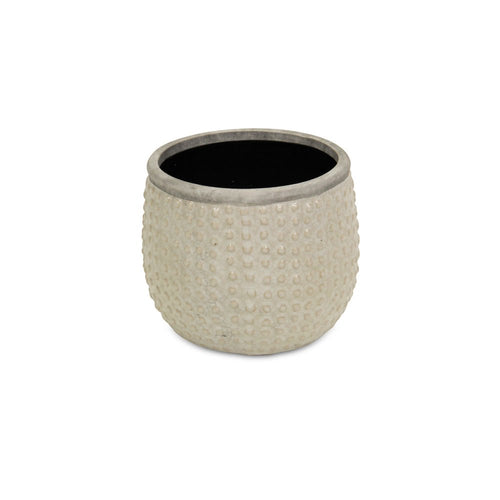 Beige Dot Ceramic Indoor Outdoor Round Pot Planter - 6-inch