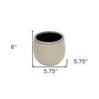 Beige Dot Ceramic Indoor Outdoor Round Pot Planter - 6-inch