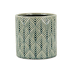 Green Geometric Ceramic Indoor Outdoor Round Pot Planter - 6-inch