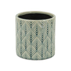 Green Geometric Ceramic Indoor Outdoor Round Pot Planter - 6-inch
