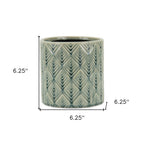 Green Geometric Ceramic Indoor Outdoor Round Pot Planter - 6-inch