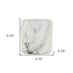 White and Gray Marbleized Ceramic Indoor Outdoor Round Pot Planter - 6-inch