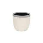 Cream and Gray Crackle Glaze Ceramic Indoor Outdoor Round Pot Planter - 6-inch