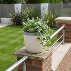 Cream and Gray Crackle Glaze Ceramic Indoor Outdoor Round Pot Planter - 6-inch