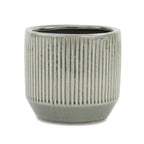 Gray Striped Ceramic Indoor Outdoor Round Pot Planter - 6-inch