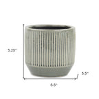 Gray Striped Ceramic Indoor Outdoor Round Pot Planter - 6-inch