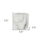 White and Gray Marbleized Ceramic Indoor Outdoor Round Pot Planter - 6-inch