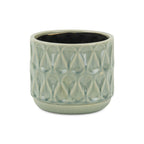 Green Geometric Ceramic Indoor Outdoor Round Pot Planter - 7-inch