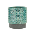 Turquoise Geometric Ceramic Indoor Outdoor Round Pot Planter - 6-inch