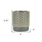 Gray Geometric Ceramic Indoor Outdoor Round Pot Planter - 6-inch