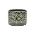 Gray Geometric Ceramic Indoor Outdoor Round Pot Planter - 7-inch