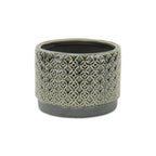 Gray Geometric Ceramic Indoor Outdoor Round Pot Planter - 7-inch
