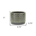 Gray Geometric Ceramic Indoor Outdoor Round Pot Planter - 7-inch