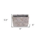 Gray Speckle Glaze Cement Indoor Outdoor Rectangular Pot Planter - 9-inch