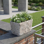 Gray Speckle Glaze Cement Indoor Outdoor Rectangular Pot Planter - 9-inch