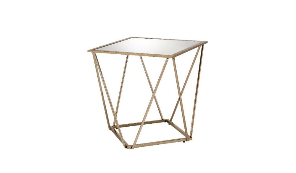 Champagne and Silver Glass and Metal Square Mirrored End Table - 24-inch