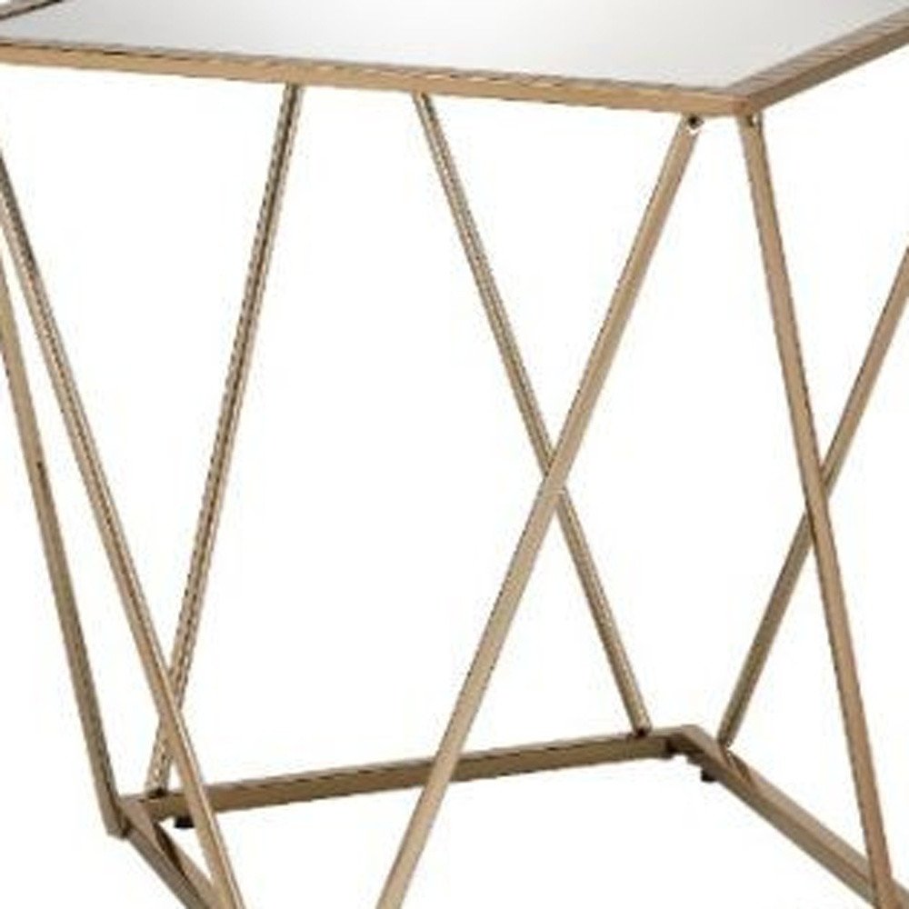 Champagne and Silver Glass and Metal Square Mirrored End Table - 24-inch