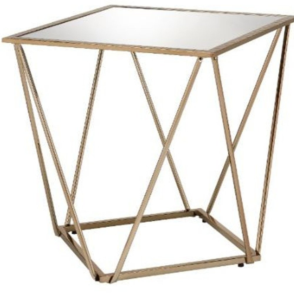 Champagne and Silver Glass and Metal Square Mirrored End Table - 24-inch