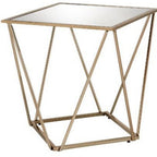 Champagne and Silver Glass and Metal Square Mirrored End Table - 24-inch