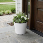 White Recycled Plastic Indoor Outdoor Round Pot Planter - 11-inch