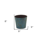 Blue Recycled Plastic Indoor Outdoor Round Pot Planter - 9-inch