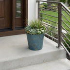 Blue Recycled Plastic Indoor Outdoor Round Pot Planter - 9-inch