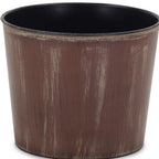Brown and Ivory Textural Tone On Tone Recycled Plastic Indoor Outdoor Round Pot Planter