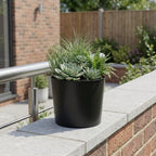Black Recycled Plastic Indoor Outdoor Round Pot Planter - 7-inch