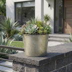 Gray Recycled Plastic Indoor Outdoor Round Pot Planter - 7-inch