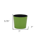 Lime Green Recycled Plastic Indoor Outdoor Round Pot Planter - 7-inch