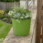 Lime Green Recycled Plastic Indoor Outdoor Round Pot Planter - 7-inch