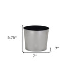 Silver Recycled Plastic Indoor Outdoor Round Pot Planter - 7-inch