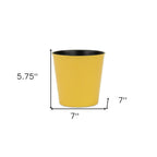 Yellow Recycled Plastic Indoor Outdoor Round Pot Planter - 7-inch