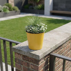 Yellow Recycled Plastic Indoor Outdoor Round Pot Planter - 7-inch
